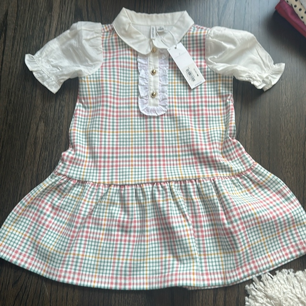 Janie and Jack Multicolor Plaid Dress with White Collar
